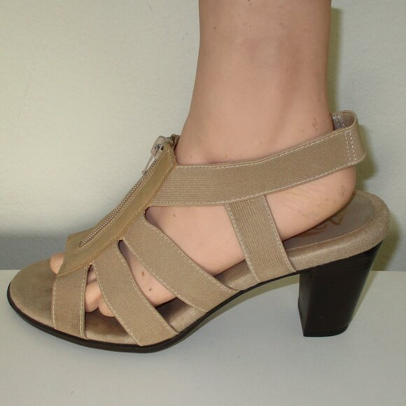 Aerosoles A2 Heelrest Grand Canyon Womens Tan Elastic Open Toe Heel - Size 8.5M - Picture 5 of 10